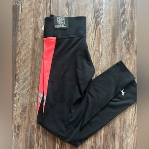 PINK leggings with peach accent.